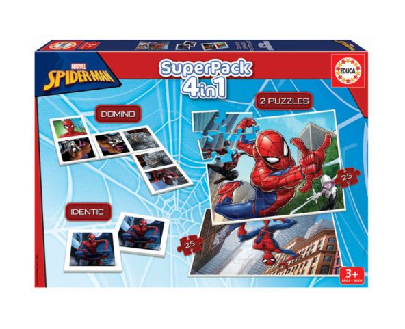 SUPERPACK 4 EN 1 SPIDERMAN 2 PUZZLES + DOMINO + IDENTIC