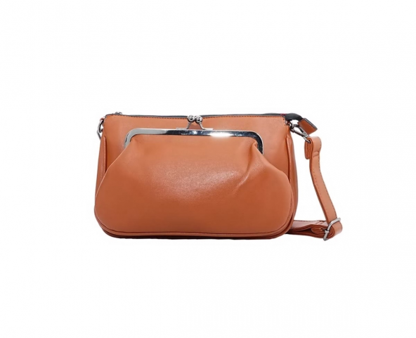 Bolso bandolera doble con frontal tipo cartera cierre clip medidas 28x18x8