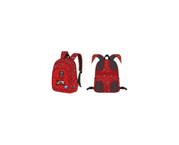 MOCHILA ROJA ESCOLAR TRIPLE PIRATA PATAPALO MOON KUKUXUMUSU 44X18X33 CM