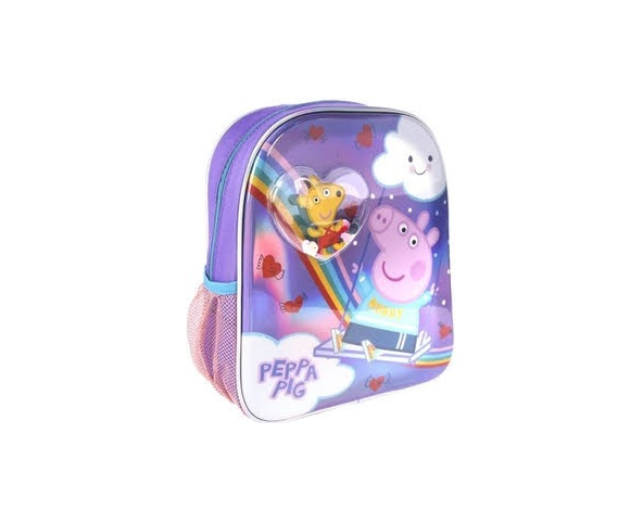 MOCHILA INFANTIL PEPPA PIG Arcoiris morada CON CONFETTI 25X31X10CM