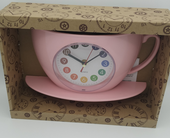 Reloj pared diseño taza medidas 28x17x7.8cm